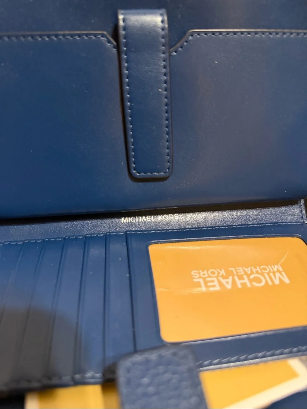 Michael Kors Blue Leather Wristlet Wallet